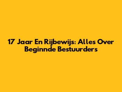 17 Jaar En Rijbewijs: Alles Over Beginnde Bestuurders