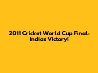 2011 Cricket World Cup Final: India's Victory!