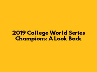 2019 College World Series Champions: A Look Back