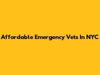 Affordable Emergency Vets In NYC
