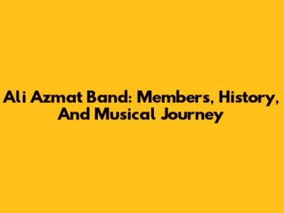 Ali Azmat Band: Members, History, And Musical Journey