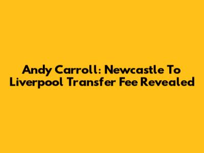 Andy Carroll: Newcastle To Liverpool Transfer Fee Revealed