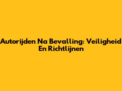 Autorijden Na Bevalling: Veiligheid En Richtlijnen
