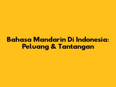 Bahasa Mandarin Di Indonesia: Peluang & Tantangan