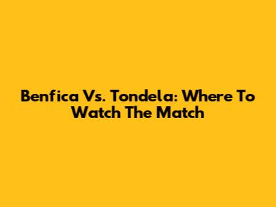 Benfica Vs. Tondela: Where To Watch The Match