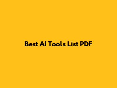 Best AI Tools List PDF
