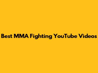 Best MMA Fighting YouTube Videos
