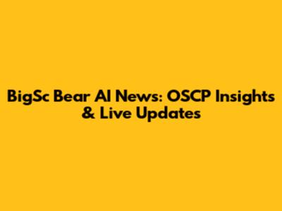 BigSc Bear AI News: OSCP Insights & Live Updates