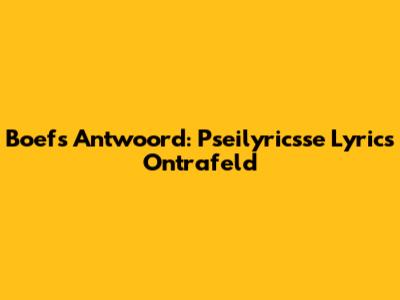 Boef's Antwoord: Pseilyricsse Lyrics Ontrafeld