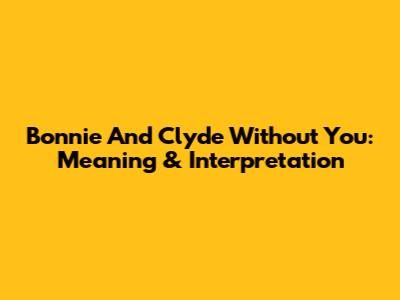 Bonnie And Clyde Without You: Meaning & Interpretation