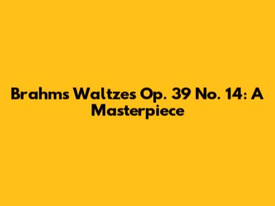 Brahms Waltzes Op. 39 No. 14: A Masterpiece