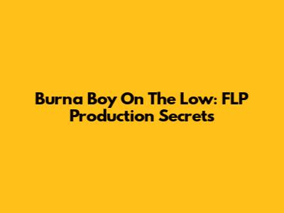 Burna Boy On The Low: FLP Production Secrets