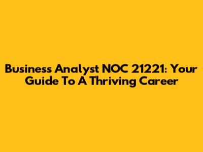 Business Analyst NOC 21221: Your Guide To A Thriving Career