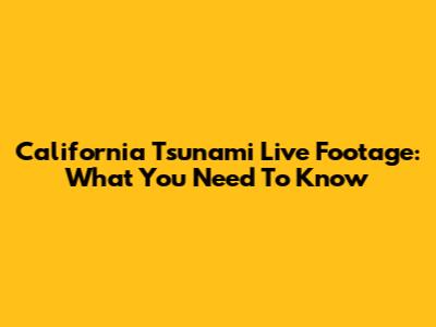 California Tsunami Live Footage: What You Need To Know