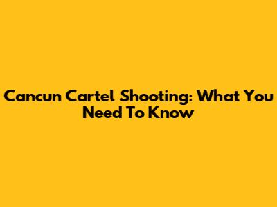 Cancun Cartel Shooting: What You Need To Know