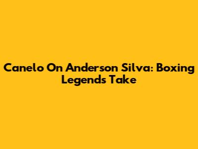 Canelo On Anderson Silva: Boxing Legend's Take