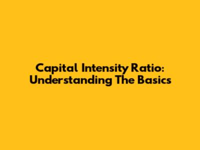 Capital Intensity Ratio: Understanding The Basics