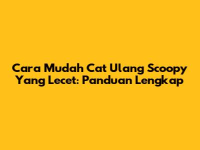 Cara Mudah Cat Ulang Scoopy Yang Lecet: Panduan Lengkap