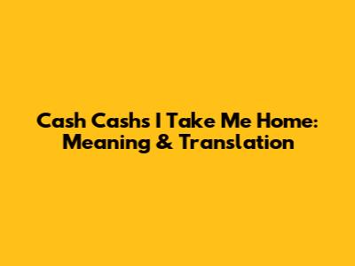 Cash Cash's 'I Take Me Home': Meaning & Translation