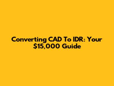 Converting CAD To IDR: Your $15,000 Guide