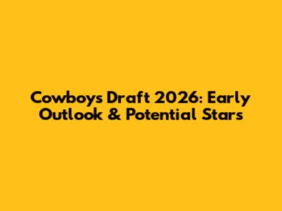 Cowboys Draft 2026: Early Outlook & Potential Stars