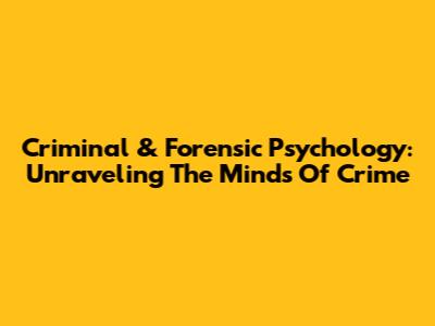 Criminal & Forensic Psychology: Unraveling The Minds Of Crime