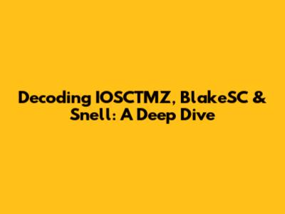 Decoding IOSCTMZ, BlakeSC & Snell: A Deep Dive