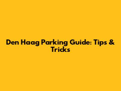 Den Haag Parking Guide: Tips & Tricks