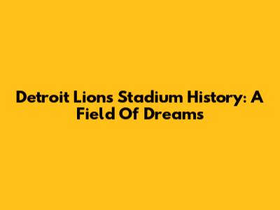 Detroit Lions Stadium History: A Field Of Dreams