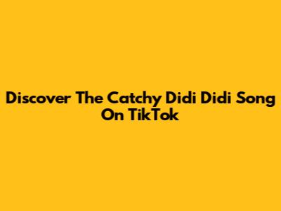 Discover The Catchy 'Didi Didi' Song On TikTok
