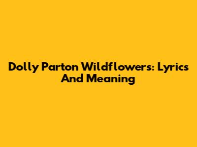 Dolly Parton Wildflowers: Lyrics And Meaning
