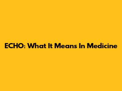 ECHO: What It Means In Medicine