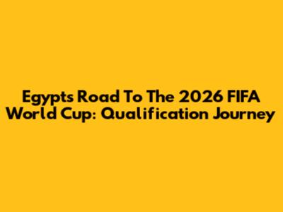 Egypt's Road To The 2026 FIFA World Cup: Qualification Journey