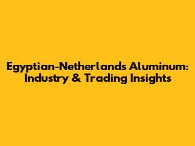 Egyptian-Netherlands Aluminum: Industry & Trading Insights