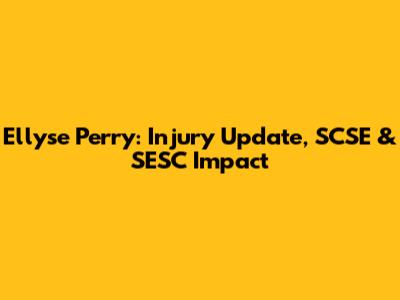 Ellyse Perry: Injury Update, SCSE & SESC Impact