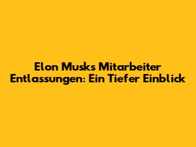 Elon Musk's Mitarbeiter Entlassungen: Ein Tiefer Einblick