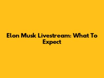 Elon Musk Livestream: What To Expect