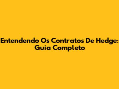 Entendendo Os Contratos De Hedge: Guia Completo