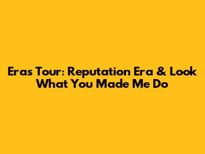 Eras Tour: Reputation Era & 'Look What You Made Me Do'