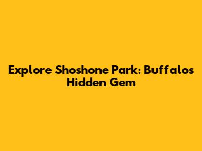 Explore Shoshone Park: Buffalo's Hidden Gem
