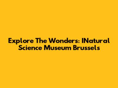 Explore The Wonders: INatural Science Museum Brussels