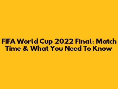 FIFA World Cup 2022 Final: Match Time & What You Need To Know