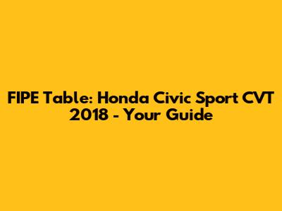 FIPE Table: Honda Civic Sport CVT 2018 - Your Guide