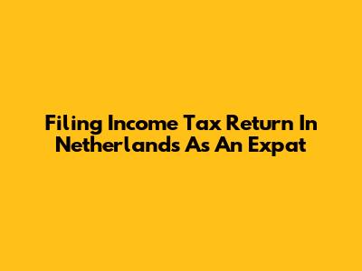 Filing Income Tax Return In Netherlands As An Expat