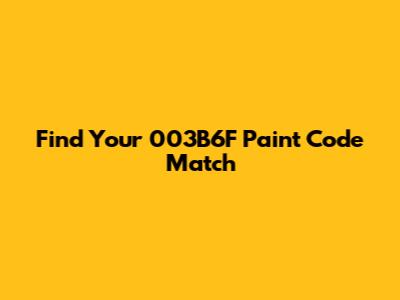 Find Your 003B6F Paint Code Match