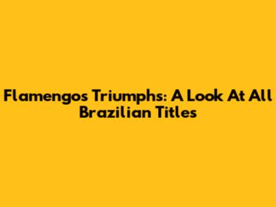 Flamengo's Triumphs: A Look At All Brazilian Titles
