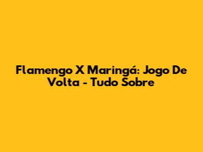 Flamengo X Maringá: Jogo De Volta - Tudo Sobre