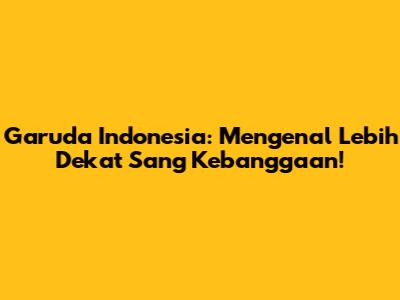 Garuda Indonesia: Mengenal Lebih Dekat Sang Kebanggaan!