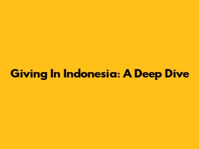Giving In Indonesia: A Deep Dive