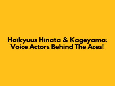 Haikyuu's Hinata & Kageyama: Voice Actors Behind The Aces!